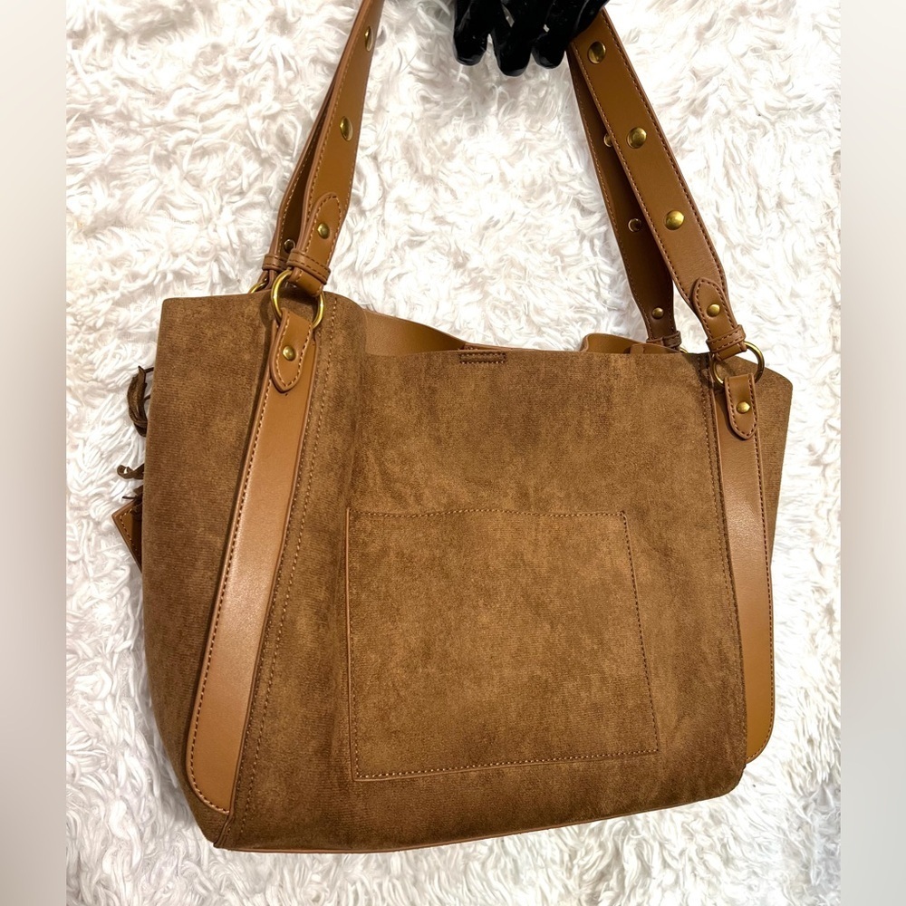 🤎🤎House of Harlow 1960 stunning Brown Faux Suede large Luxe Tote🤎🤎NWT - Picture 3 of 14